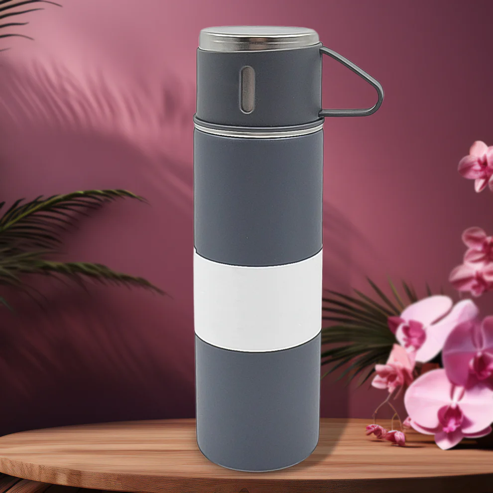 Chill & Sip Duo: 500ML Stainless Steel Vacuum Bottle with Coffee/Tea Mug Combo