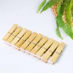 NaturClamp Wooden Pegs – Strong Bamboo Cloth Clips for Laundry (10 Pc Set)