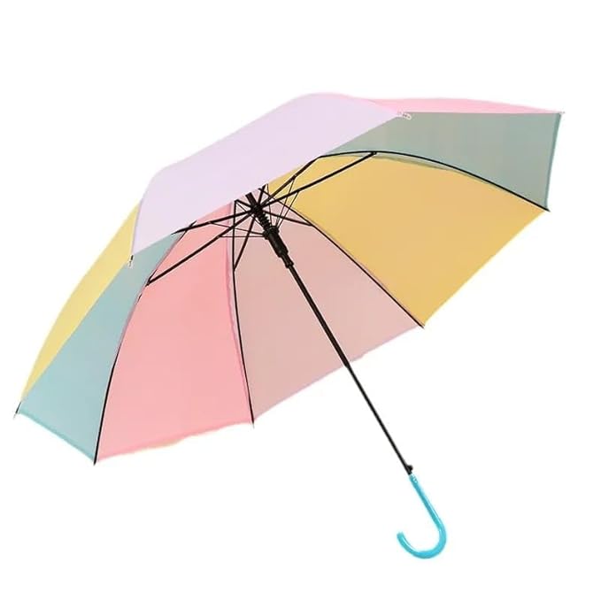 Bright Multi-Color Rainbow Umbrella – Classic J Handle