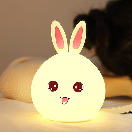 Cute Bunny Silicone Night Light – USB Rechargeable & Colorful LED Glow (1-Pc)
