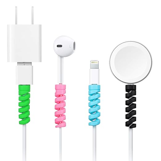 FlexWrap Cable Saver Set – Spiral Protectors for Chargers & Wires (4 Pc)