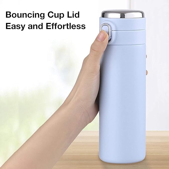 Smart Vacuum Insulated Water Bottle – 420ml | One-Touch Lid | Leak-Proof