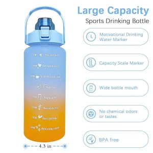 2L Time-Marked Water Bottle – Leakproof & Stylish Gradient Design for Active Lifestyles