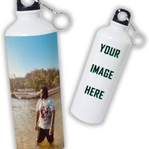 Personalized Sublimation Sipper Bottle – 600ml White Aluminum Water Bottle with Hook Cap