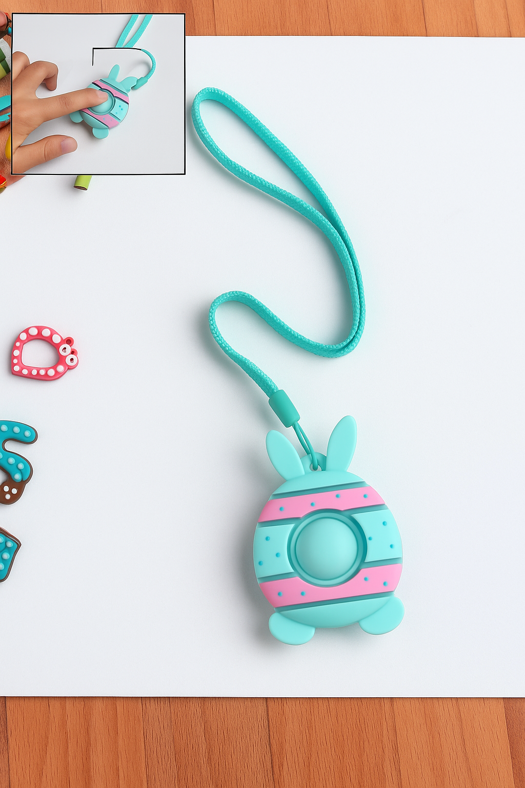 Whimsy Bunny Pop It Keychain – Cute Bubble Fidget Toy for Stress Relief & Fun (1-Pc)