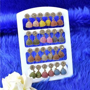12-Pair Colorful Jhumka Earrings Combo – Traditional & Party Wear Set