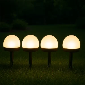 Solar LED Dome Path Lights – 4-Piece Garden Lighting Set