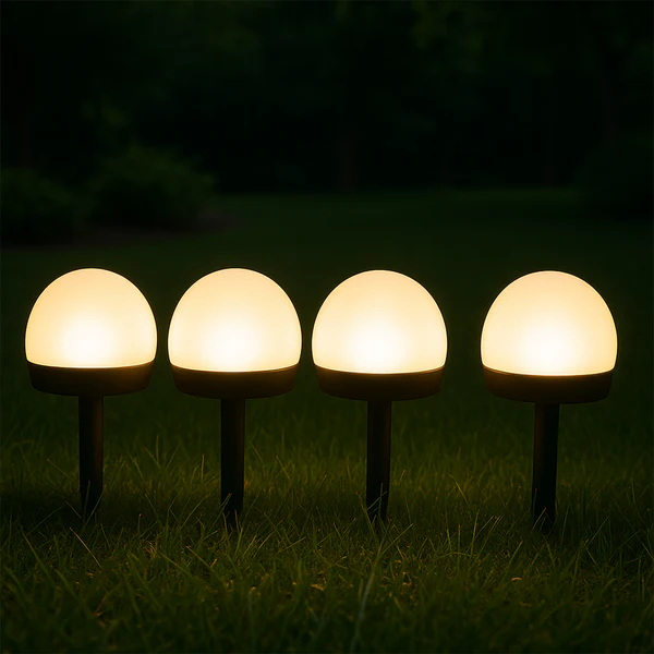 Solar LED Dome Path Lights – 4-Piece Garden Lighting Set