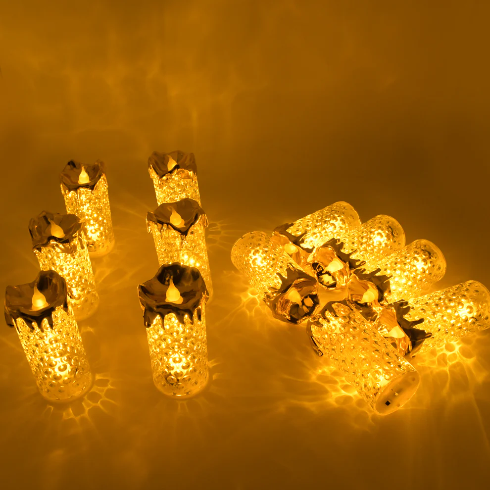 GlowAura Gold LED Candles – Flameless Elegance for Events & Gifting (12 Pc Set)