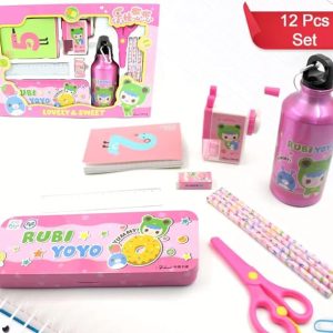 12-Piece School Stationery Kit – Includes Pencil, Pencils, Erasers & Accessories