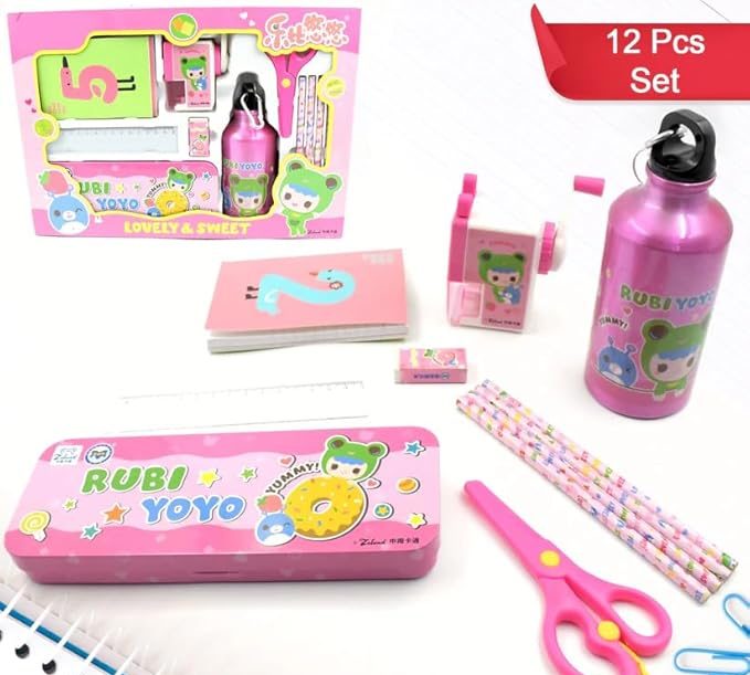 12-Piece School Stationery Kit – Includes Pencil, Pencils, Erasers & Accessories