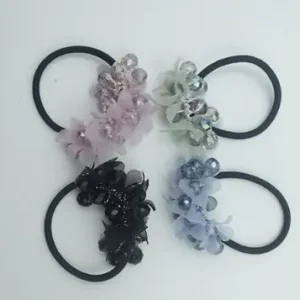 Faux Pearl Hair Scrunchies – Pack of 4 Elastic Hair Ties for Women & Girls (4 Pcs)